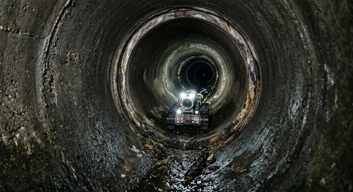 Robotic sewer camera inspecting pipe interior for Sewer Line Cleaning in Kirkland